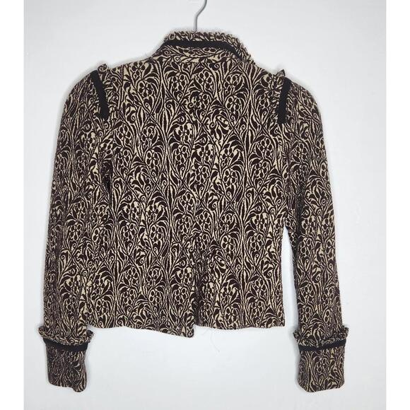 Diane Von Furstenberg Jacket Womens 2 Brown Cream Logan Jacquard Floral Cropped - Picture 6 of 9